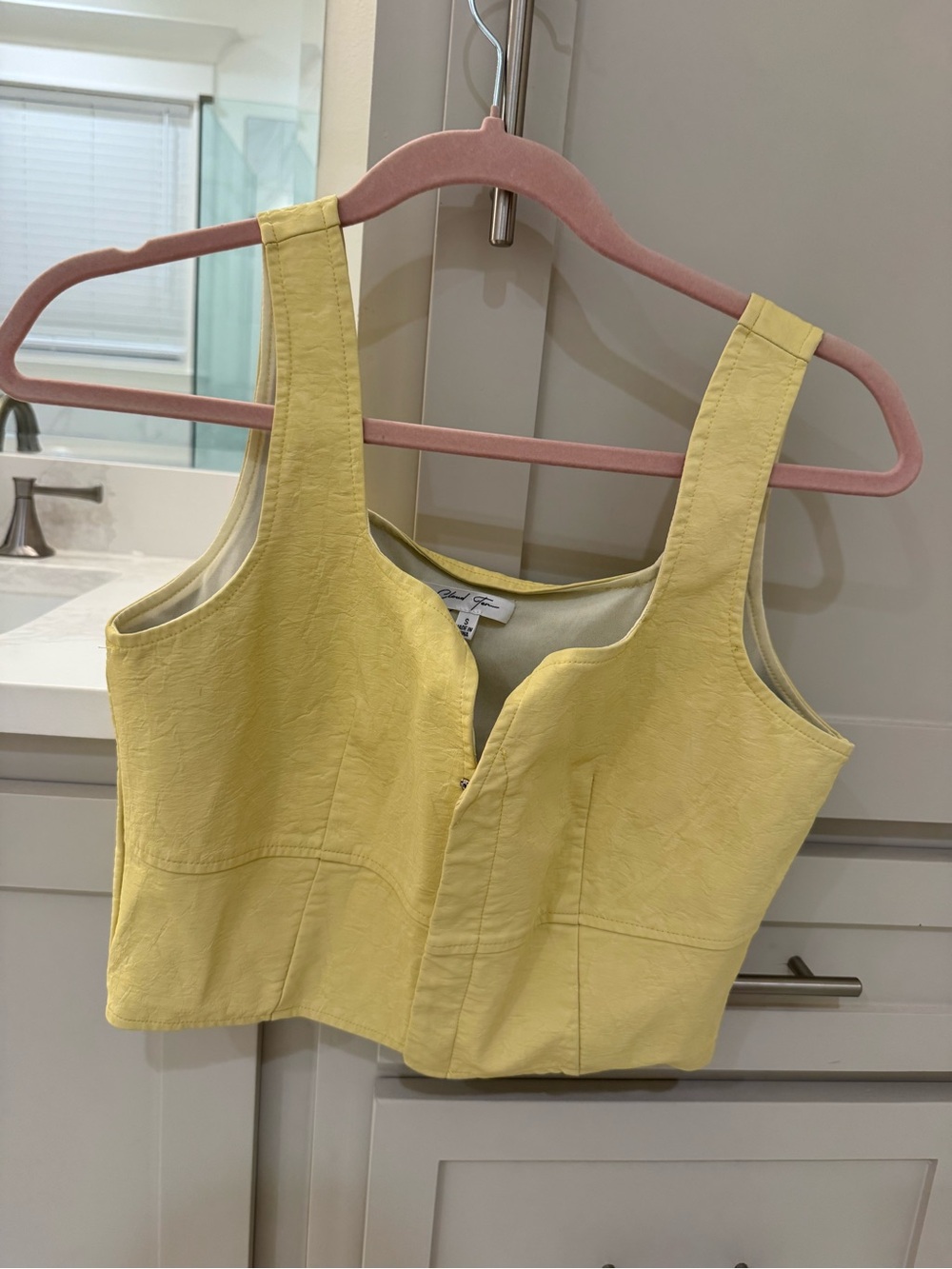 Sleeveless Square-Neck Yellow Crop Top